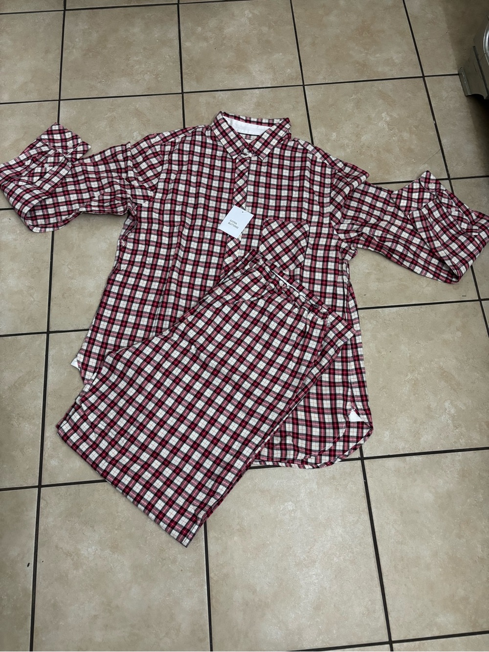 Victoria's Secret Red, White & Black Plaid women Button-Down Shirt